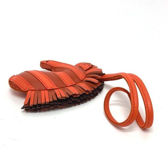 HERMES zebra Gee Gee Savannah strap Bag Charm Lambskin Leather Orange - Picture 11 of 16